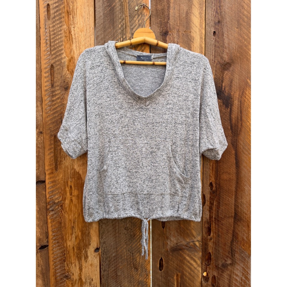 Womens Cowl‎ Neck Hoodie Top L Cozy Minimalist Capsule Soft Lounge